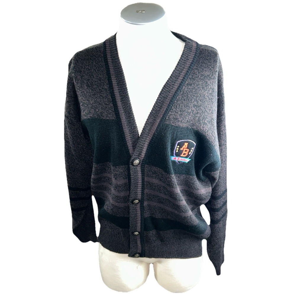 Abadini Mens Cardigan M Vintage Sweater University